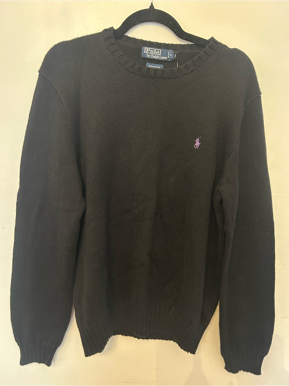 Ralph Lauren Dark Brown/ Charcoal Brown Crewneck Sweater with Pink Pony